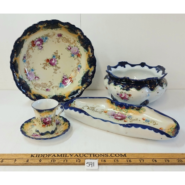 LOT OF 5 - NIPPON PORCELAIN PCS - ESPRESSO CUP, SAUCER, LARGE BOWL, ETC