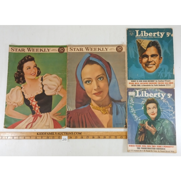 LOT OF 4 - STAR WEEKLY & LIBERTY MAGAZINES - INCL 1940 & 1941