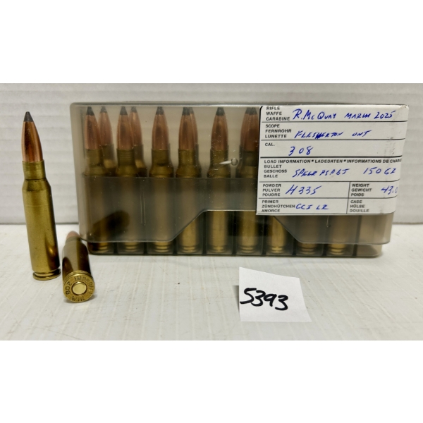 AMMO: 20X .308 WIN 150GR. - RELOADS