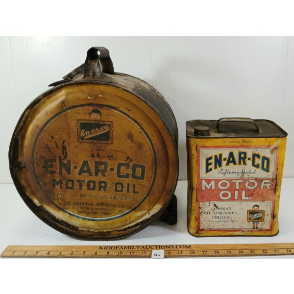 EN-AR-CO MOTOR OIL CANS - 6 PINTS & 5 GALS