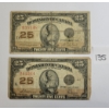 LOT OF 2 - 1923 DOMINION OF CANADA 25 CENT SHINPLASTERS