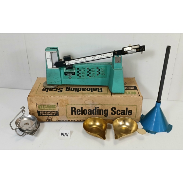LOT OF 2 - RCBS RELOADING SCALE & RELOADING FUNNEL W/ LONG STEM