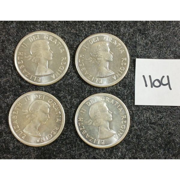 LOT OF 4 - 1962 CDN 50 CENT SILVER COINS