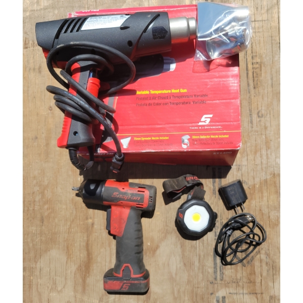 LOT OF 4 - SNAP ON IMPACT, HEAT GUN, HEADLAMP