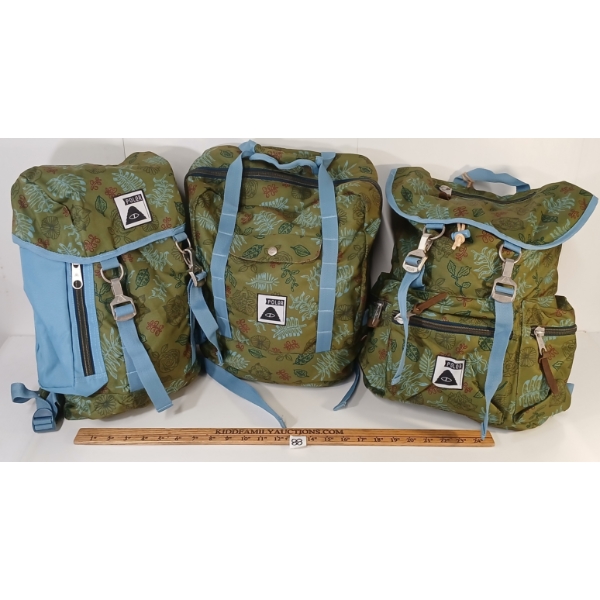 LOT OF 3 - POLER STUFF BROTANICAL MOSSY ROAMERS PACK, PANNIER & KIDS PACK