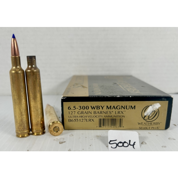 AMMO / BRASS: 10X LIVE & 9X BRASS WEATHERBY 6.5-300 WBY MAG - 127 GR POLY TIP