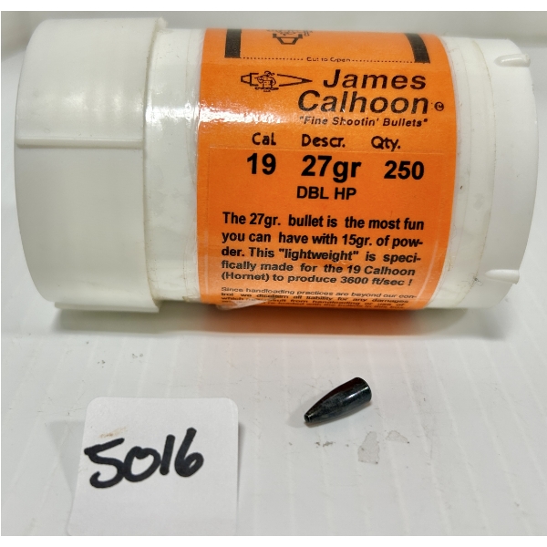 BULLETS: 250X JAMES CALHOON .19 CAL - 27 GR HP