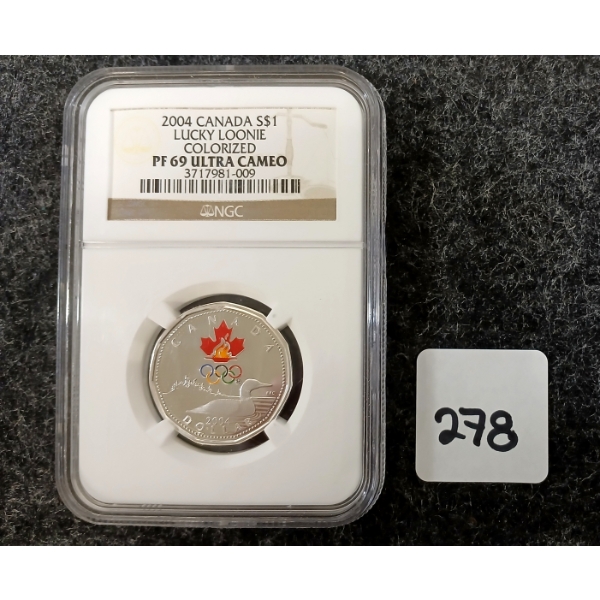 2004 CDN $1 COIN - LUCKY LOONIE COLOURIZED - NGC GRADED