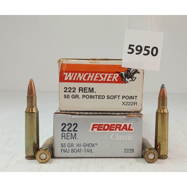 AMMO: 40X FEDERAL & WINCHESTER .222 REM - 50 & 55GR - PSP & FMJ BT