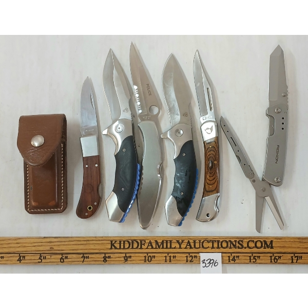LOT OF 6 - ASSORTED FOLDING KNIVES & TOOLS