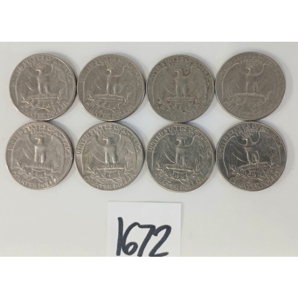 LOT OF 8 - 1965-1973 US 25 CENT COINS
