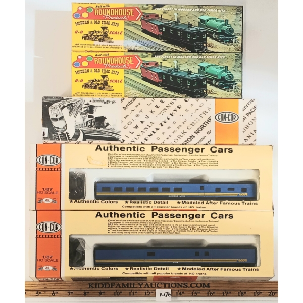 LOT OF 5 - CON-COR & ROUNDHOUSE HO SCALE MODEL TRAIN KITS - CP & VIA