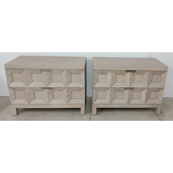 LOT OF 2 - BERNHARDT PRADO NIGHTSTANDS - BLEACHED OAK