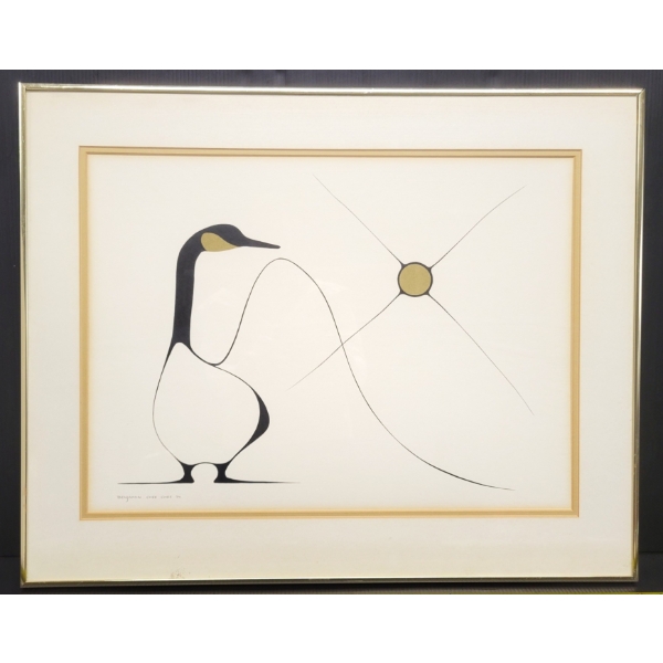 BIRD STANDING W/ MOUNTAIN & SUN BY BENJAMINE CHEE CHEE (1944-1977) - FRAMED PRINT