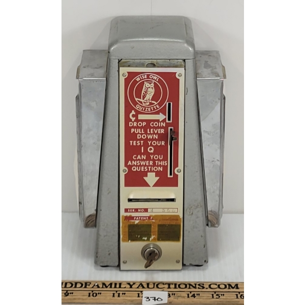 WISE OWL 1CENT COIN OP QUIZETTE - IQ TEST & NAPKIN DISPENSER