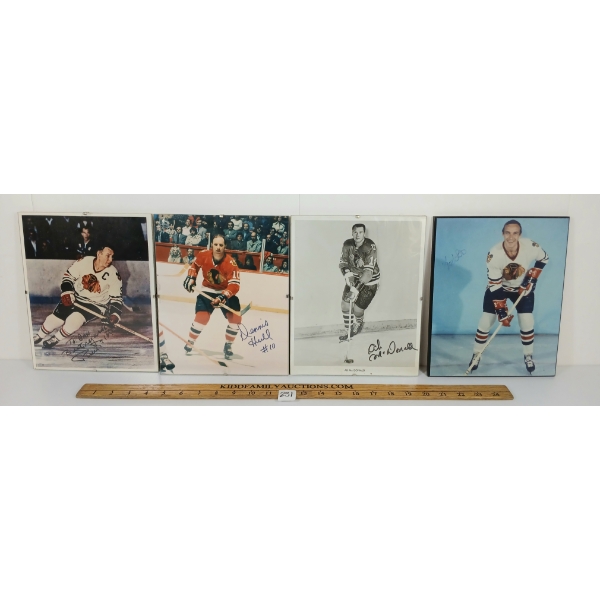 LOT OF 4 - CHICAGO BLACK HAWKS DENNIS HULL, AB MACDONALD, PIERRE PILOTE & BILL WHITE