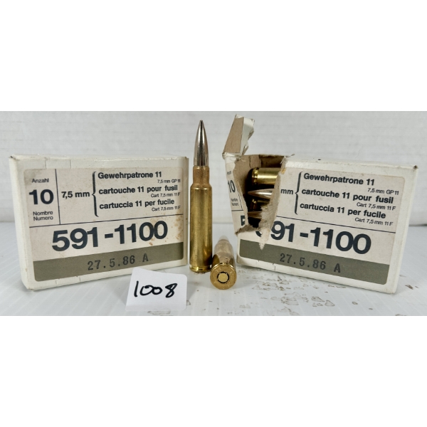 AMMO: 20X 7.5 MM SWISS - GP11 FMJ