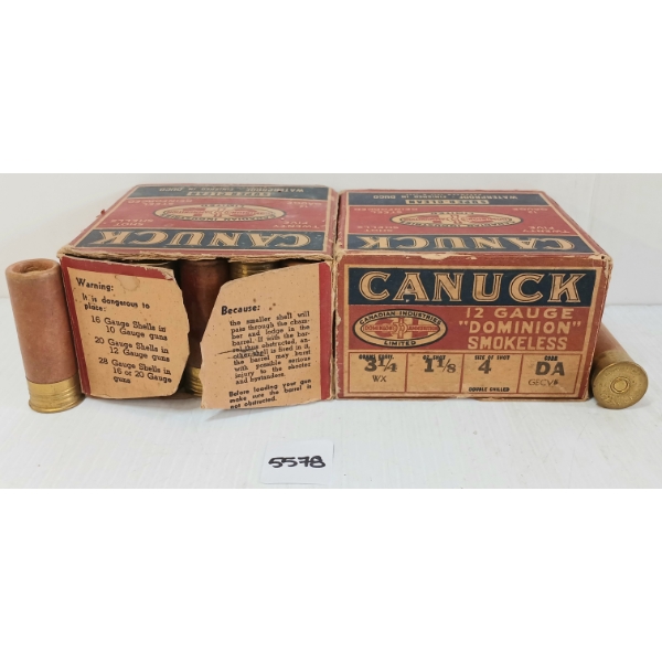 AMMO: 50X CIL CANUCK 12GA - 2 3/4IN - #4 SHOT - PAPER LABELS - COLLECTIBLE BOXES