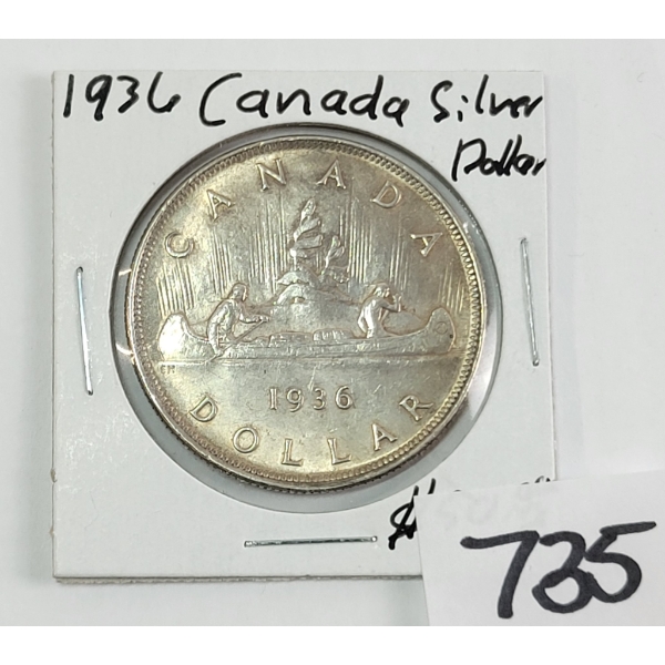 1936 CDN SILVER DOLLAR COIN