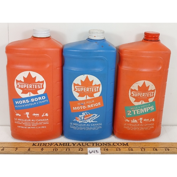 LOT OF 3 - SUPERTEST SNOWMOBILE & OUTBOARD MOTOR OIL 40 OZ BOTTLES