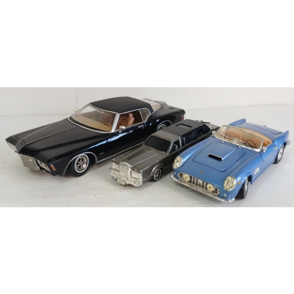 LOT OF 3 - ROAD SIGNATURE, MAJORETTE & HOTWHEELS DIECAST MODELS - INCL LIMO, 1971 BUICK, ETC
