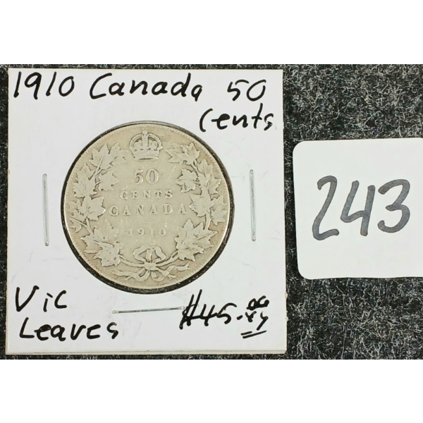 1910 CDN 50 CENT SILVER COIN