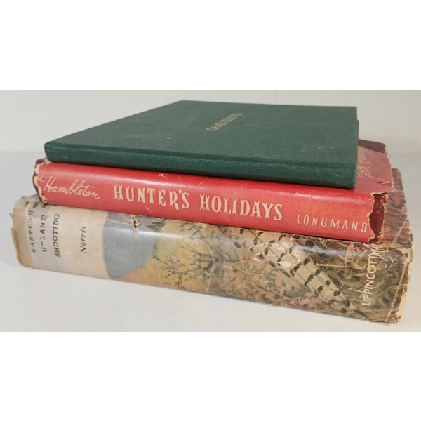 LOT OF 3 - "EASTERN UPLAND SHOOTING," "HUNTER'S HOLIDAYS" & GAME REGISTER BOOK