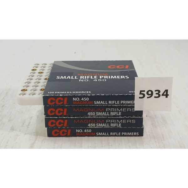 PRIMERS: 400X CCI NO. 450 MAGNUM SMALL RIFLE PRIMERS 