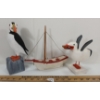 Image 3 : LOT OF 3 - PUFFIN, SEAGULL & SHIP FOLK ART CARVINGS