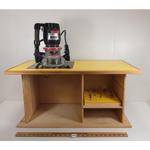 OAK WORKSTATION W/ SEARS CRAFTSMAN ROUTER & PCS