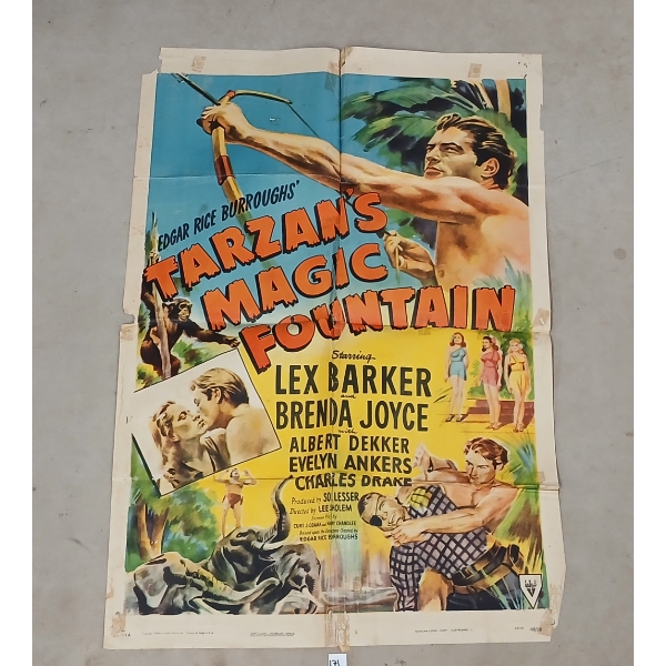 1948 "TARZAN'S MAGIC FOUNTAIN" MOVIE POSTER