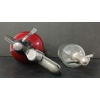 Image 5 : LOT OF 2 - UNMARKED - RED ALUMINUM & CLEAR - SELTZER BOTTLES