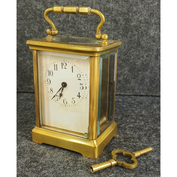 BRASS CARRIAGE CLOCK W/ KEY