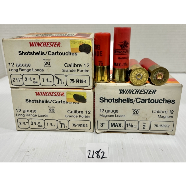 AMMO: 60X WINCHESTER 12 GA 2-3/4 IN & 3 IN - #2 & #7.5