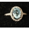 Image 1 : STERLING SILVER NATURAL SWISS BLUE TOPAZ HALO RING