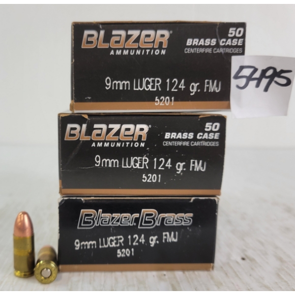 AMMO: 150X BLAZER 9MM - 124GR - FMJ