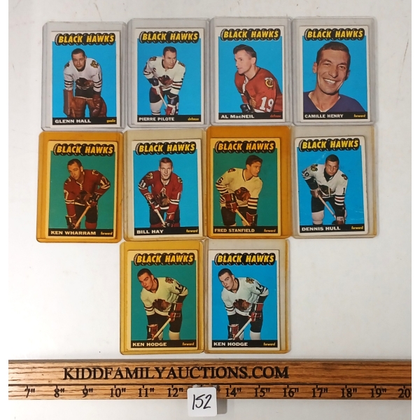 LOT OF 10 - 1965-1966 OPC CHICAGO BLACK HAWKS HOCKEY CARDS