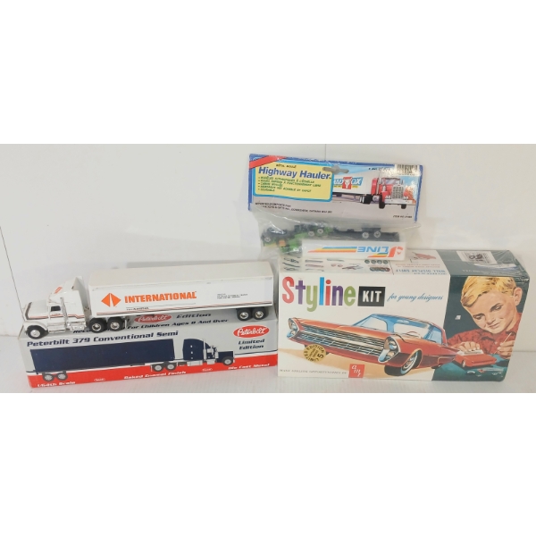 LOT OF 3 - AMT STYLINE MODEL KIT, DIECAST HIGHWAY HAULER & LIBERTY CLASSICS SEMI