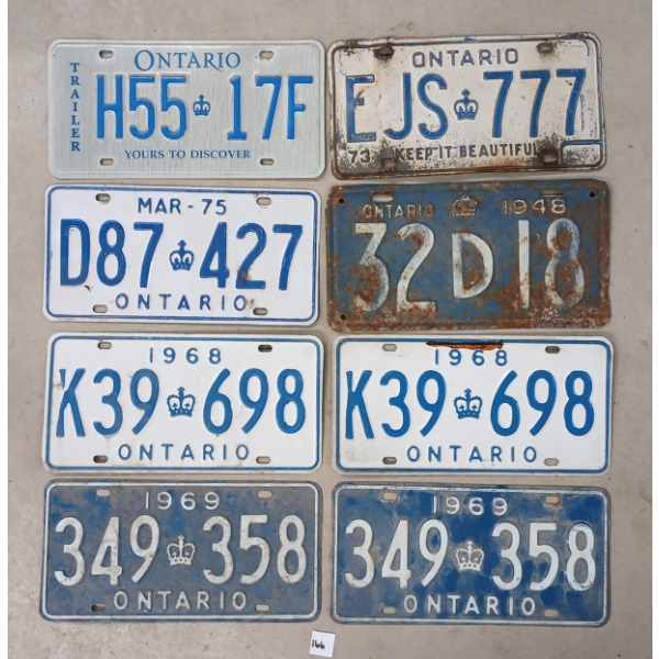 LOT OF 6 - ONTARIO LICENCE PLATES - INCL '48 & '68
