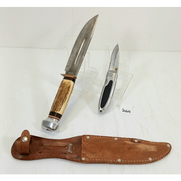 LOT OF 2 - SOLINGEN ANTLER HANDLE HUNTING & ROSTFREI FOLDING KNIVES