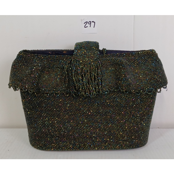 EMERALD BEADED HANDBAG PURSE