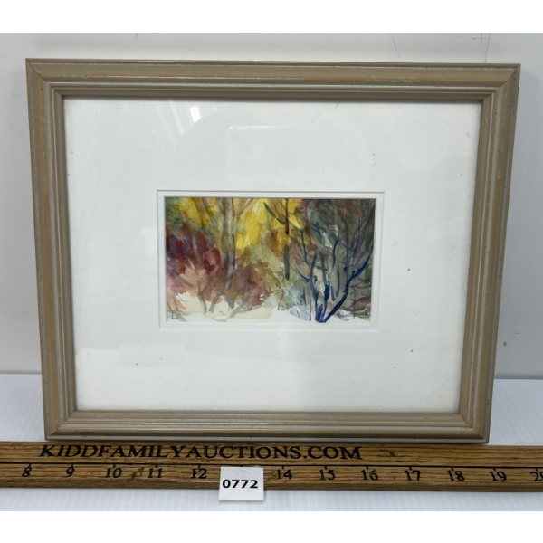 ABSTRACT LANDSCAPE BY B. BOAKE - FRAMED WATERCOLOUR ON PAPER