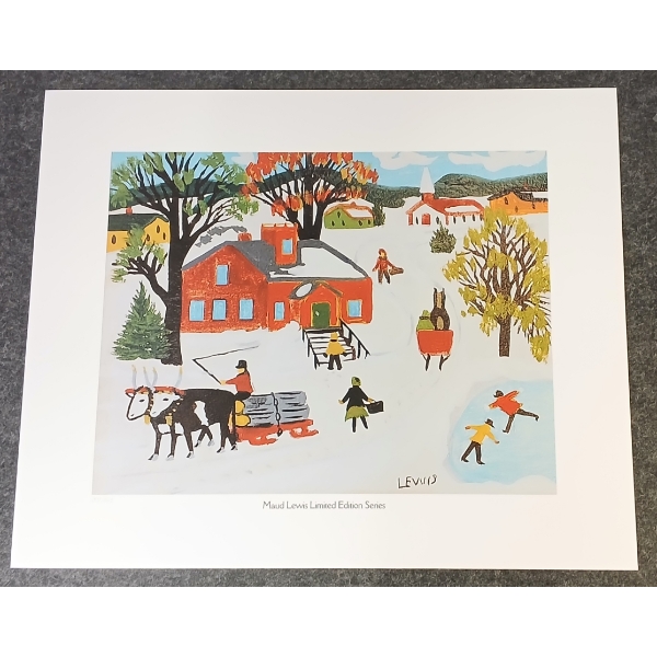 "SLEIGH HAULING LOGS" BY MAUDE LEWIS (1903-1970) - PRINT