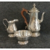 Image 2 : LOT OF 3 - FILLED SILVER MOUNTS TEA KETTLE, BOWL & PITCHER