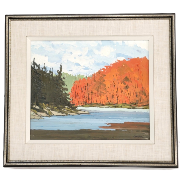  NORTHERN LAKE  BY KENNETH AIRD CAMERON(1919 - ?) - FRAMED OIL ON CANVAS