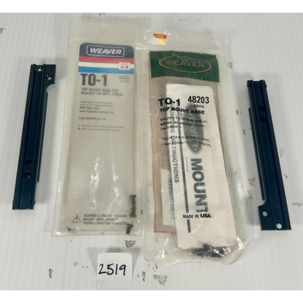 LOT OF 2 - WEAVER LEE ENFIELD SCOPE BASES - FOR TIP-OFF RINGS