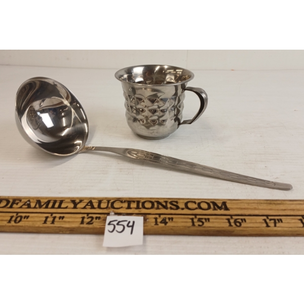 LOT OF 2 - WWII GERMAN ROSY STAINLESS CUP & LADLE