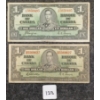 Image 1 : LOT OF 2 - 1937 CDN $1 BANKNOTES 