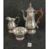 Image 1 : LOT OF 3 - FILLED SILVER MOUNTS TEA KETTLE, BOWL & PITCHER