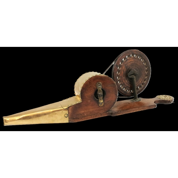 BRASS & MAHOGANY MECHANICAL FIREPLACE BELLOWS - 19TH CENTURY